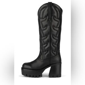 Jeffrey Campbell RARE Black LINEDANCE Chunky Heeled Boots Sz 10M NIB